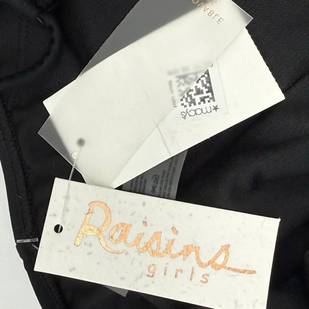 RAISINS GIRLS Swimsuit Size 12 One Piece Black NWT Halter Classic Swim Pool